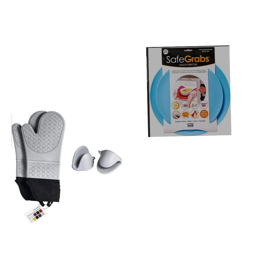Silicone oven mitts and safe grab bundle